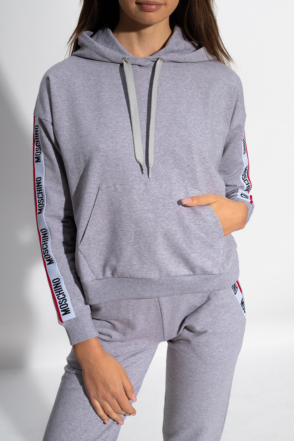 Grey moschino hoodie sale